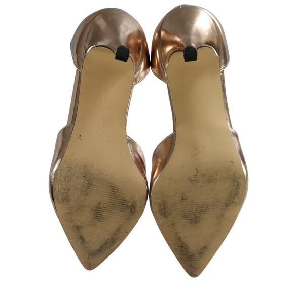 NICOLE MILLER! GOLD METALLIC VEGAN LEATHER WRAPPED ANKLE POINTY HEELS! SZ 8M - Picture 9 of 11